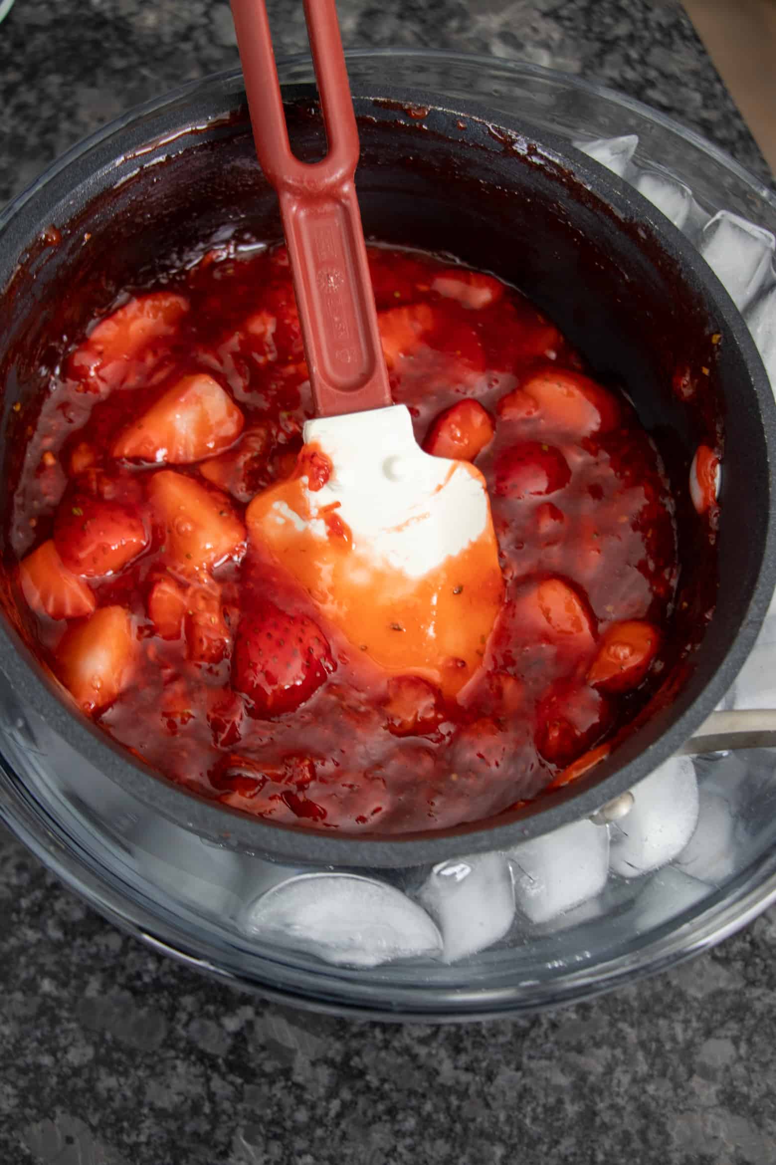 Strawberry pie filling cooling off