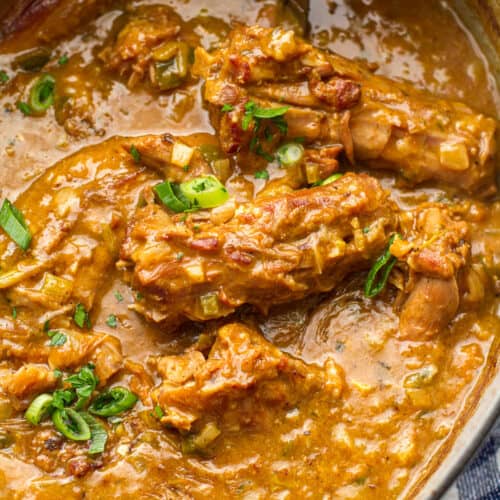 Smothered Turkey Necks in a pot