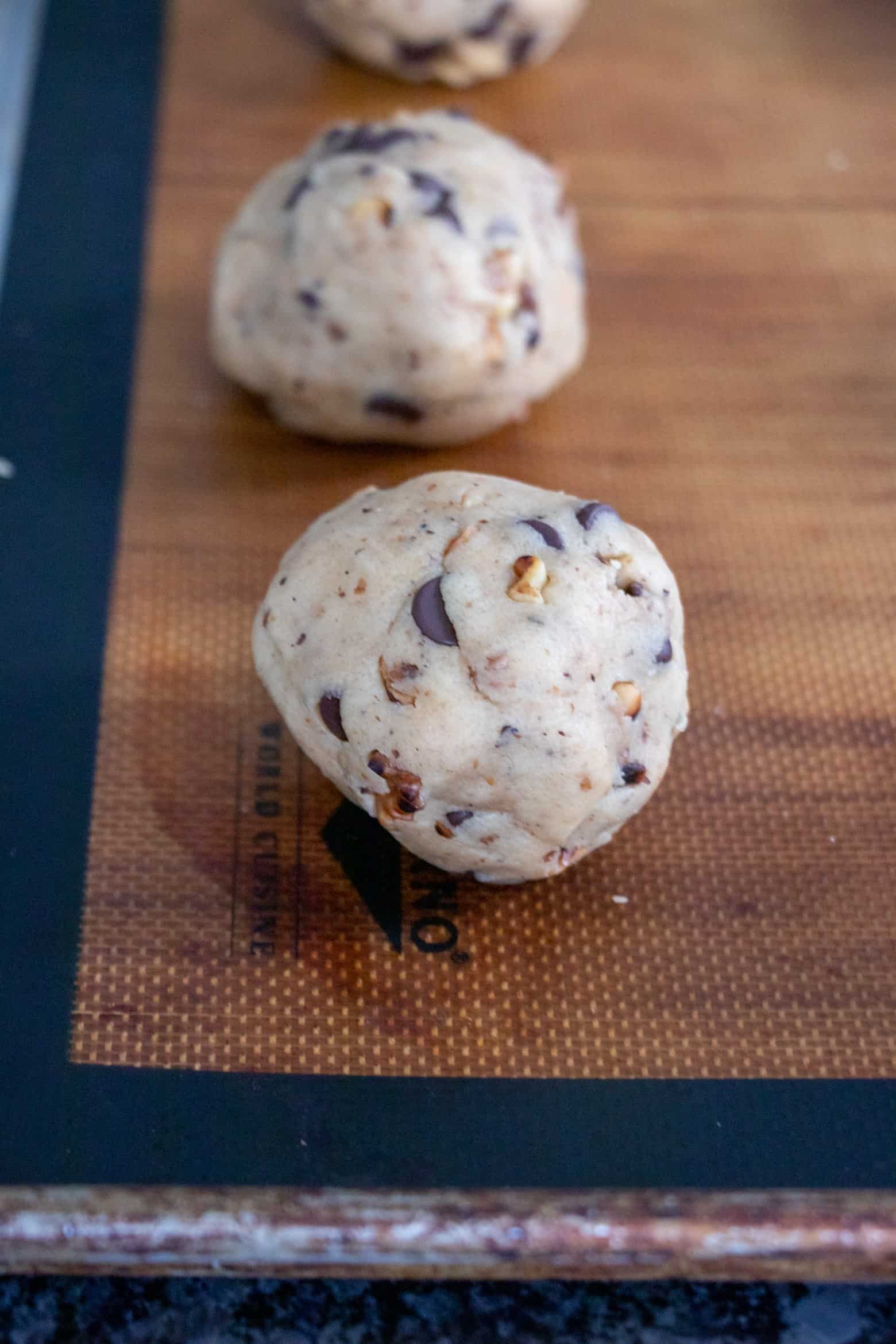chocolate chip walnut cookie dough ball