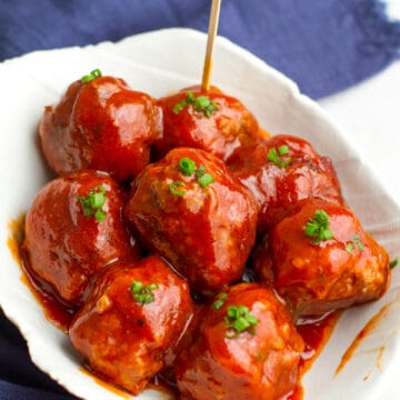 bbq meatballs in a bowl.