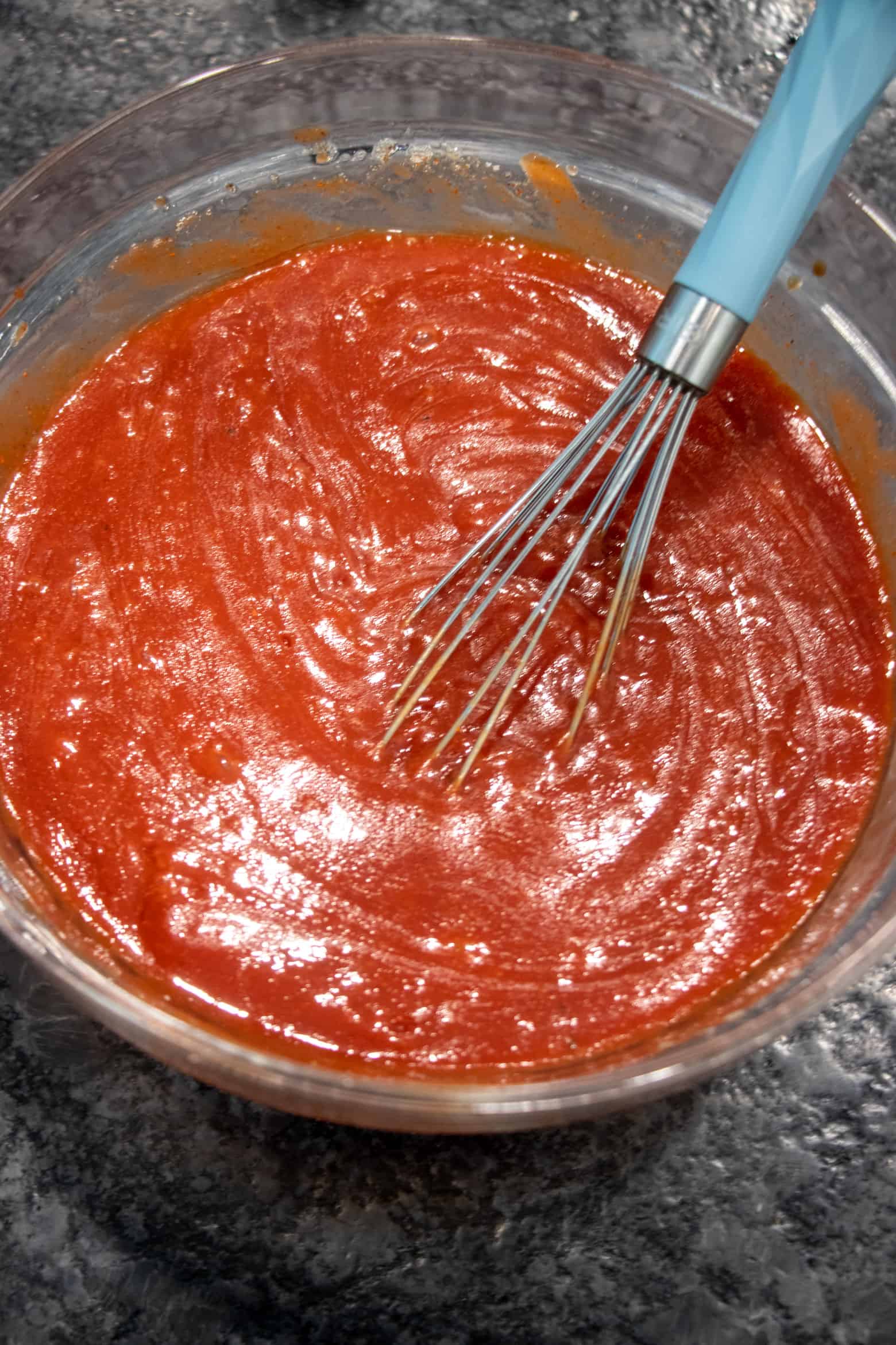 fully mixed bbq sauce.