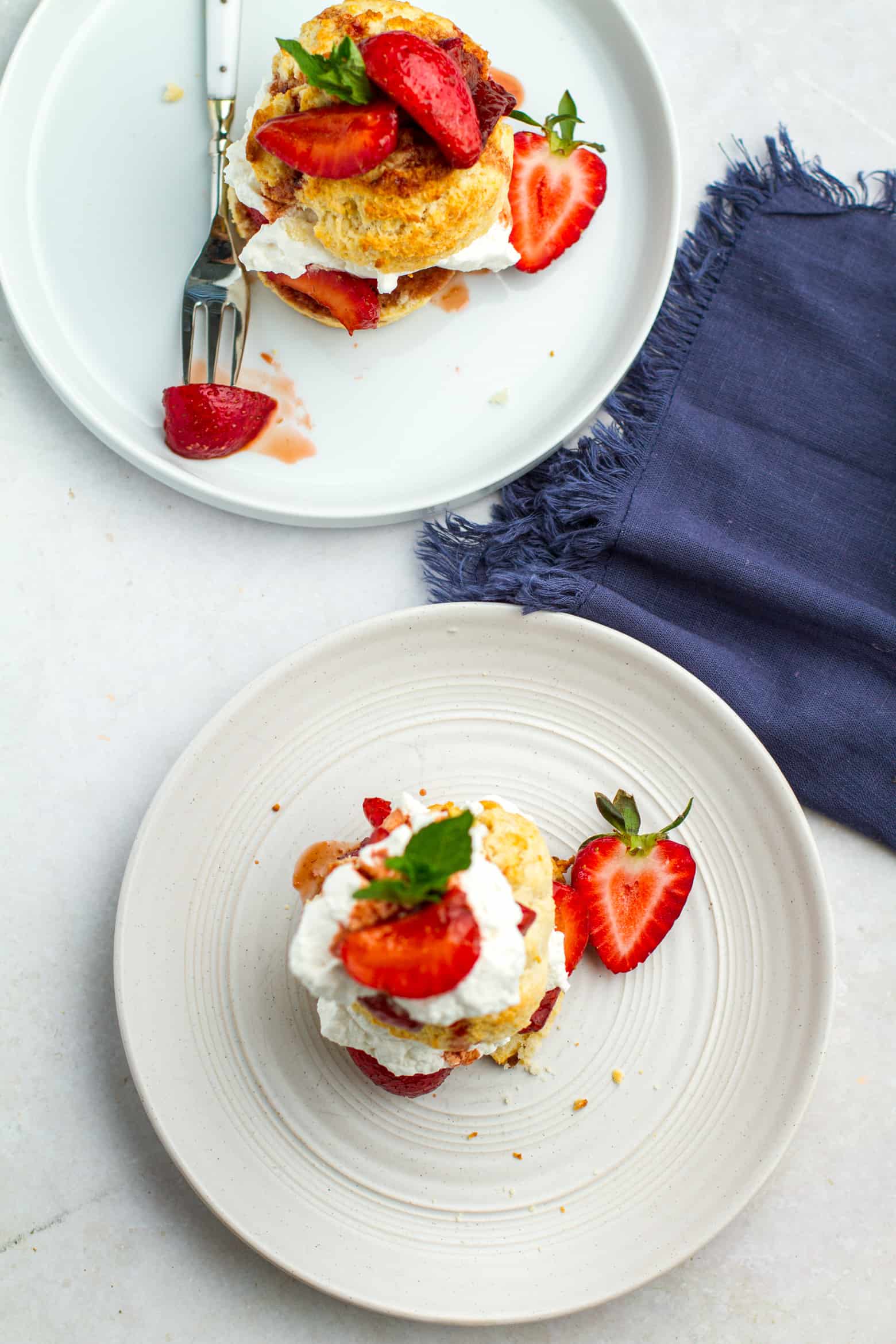strawberry shortcakes on a plate.