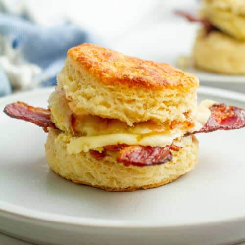 Bacon, Egg & Cheese Biscuits on a plate.