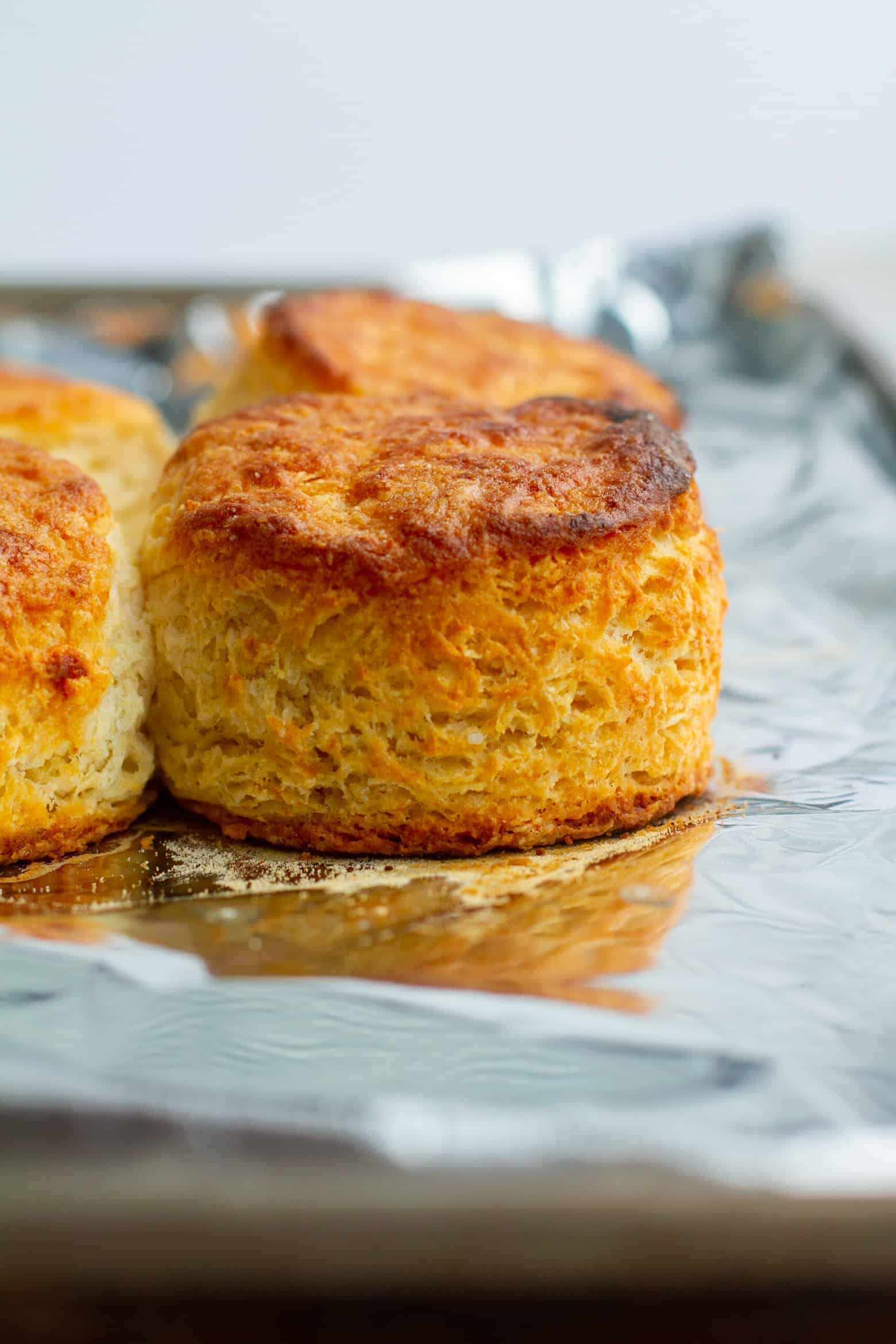 Baked Flaky biscuits on a baking sheet