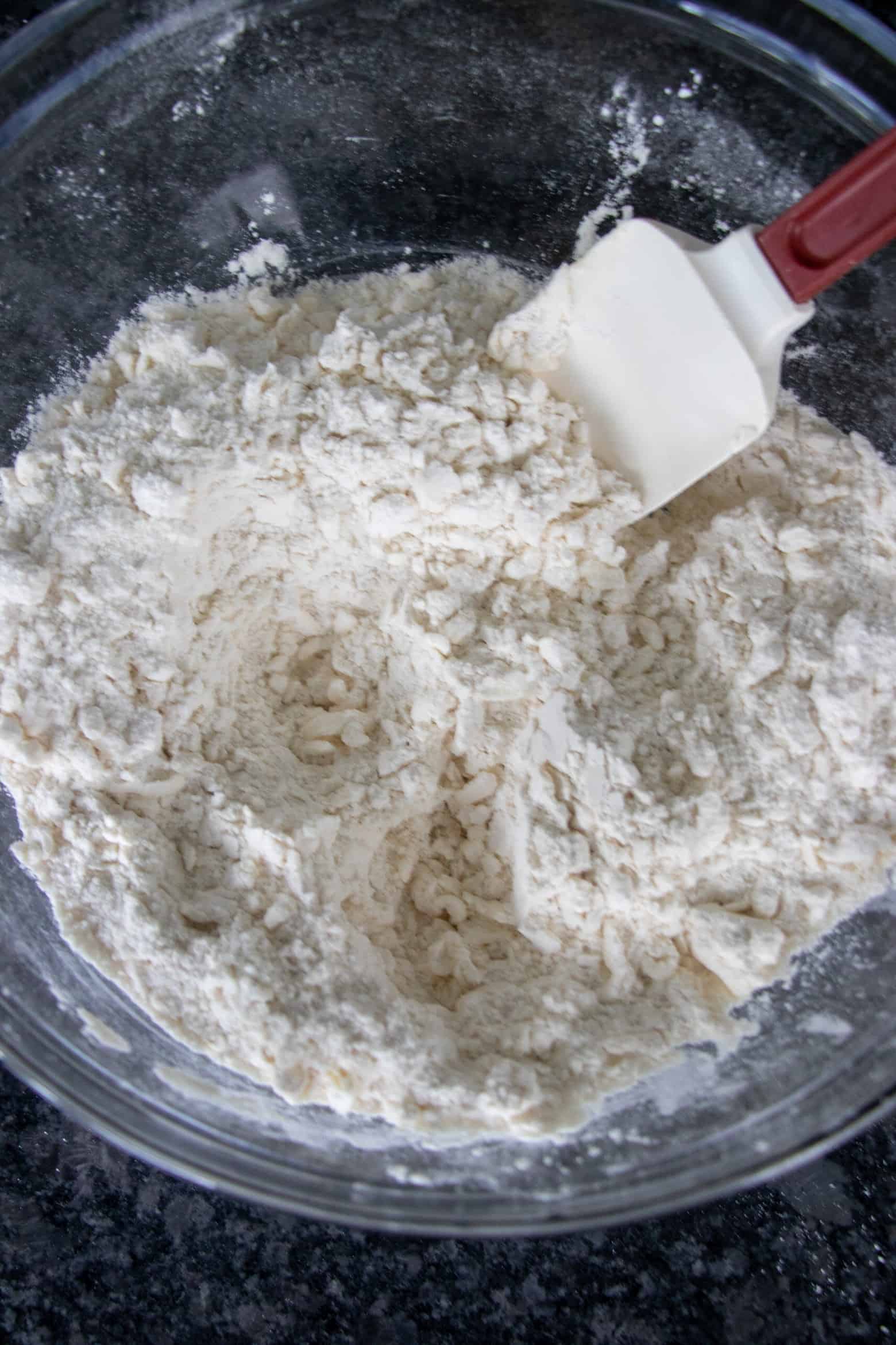 Butter mixed with dry biscuit ingredients
