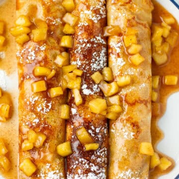 Apple Crepes on a plate.