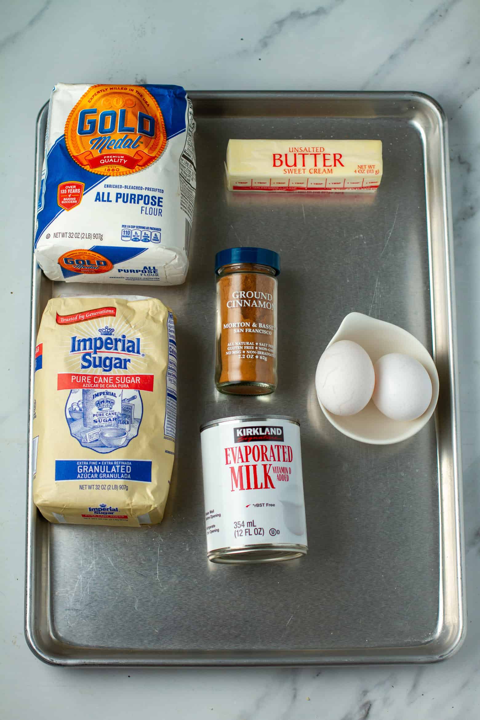 Brown butter crepes ingredients.