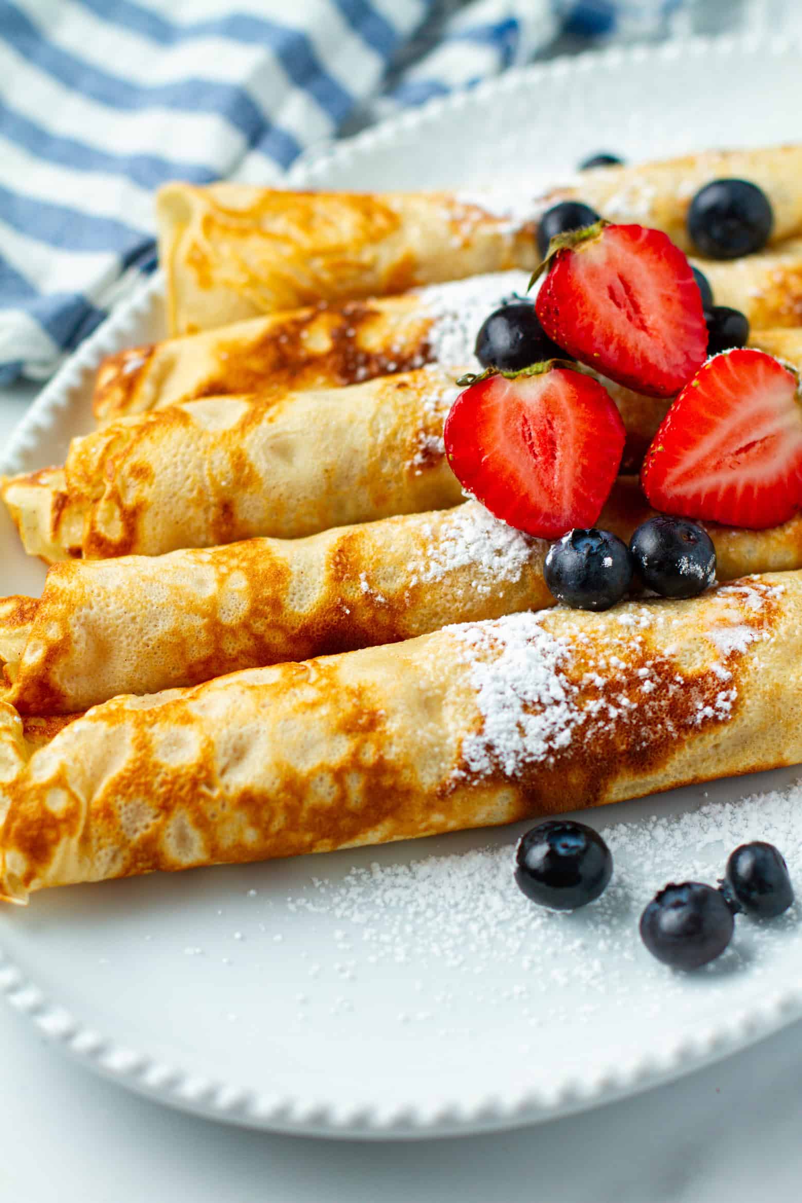 brown butter crepes on a platter.