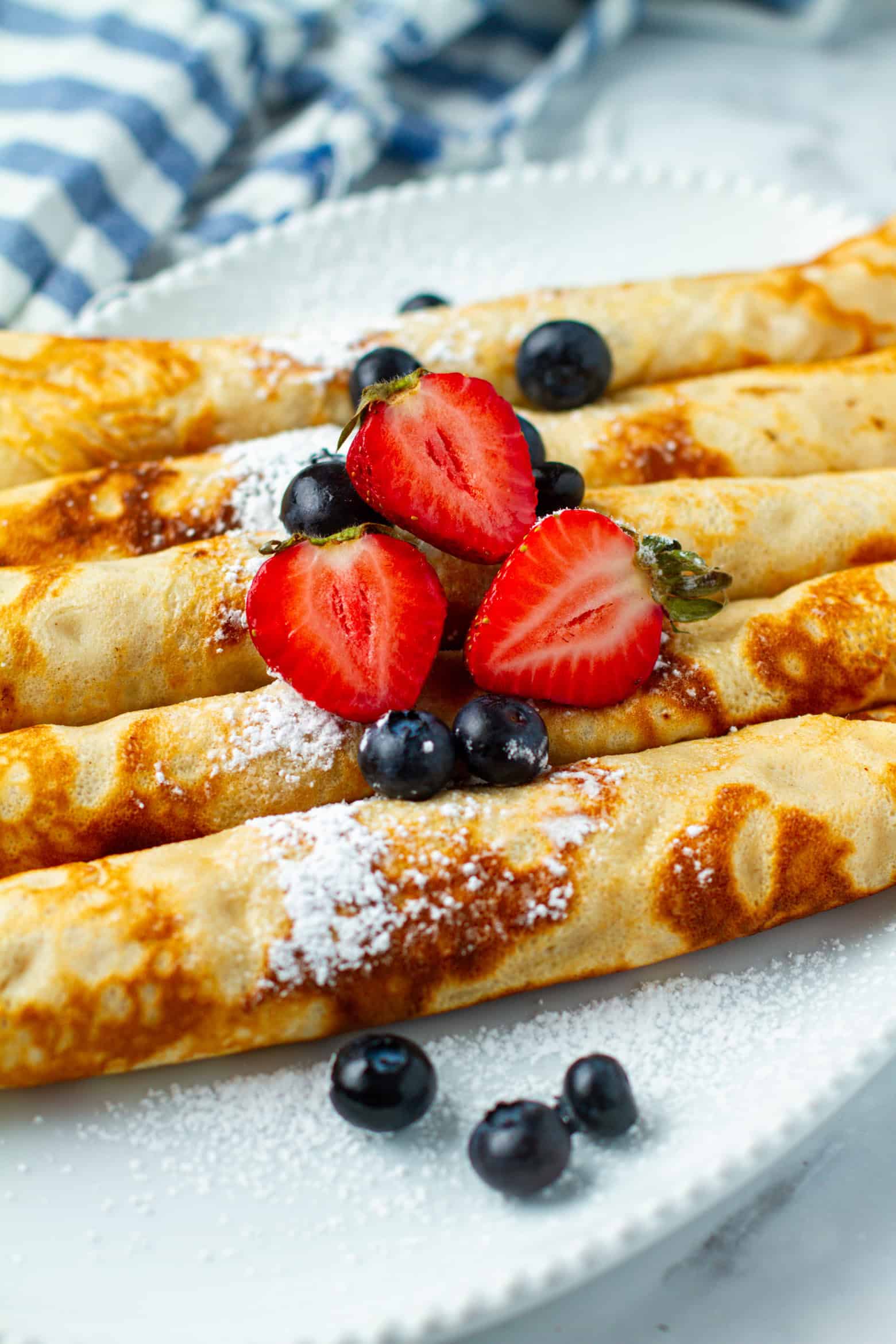brown butter crepes on a platter.