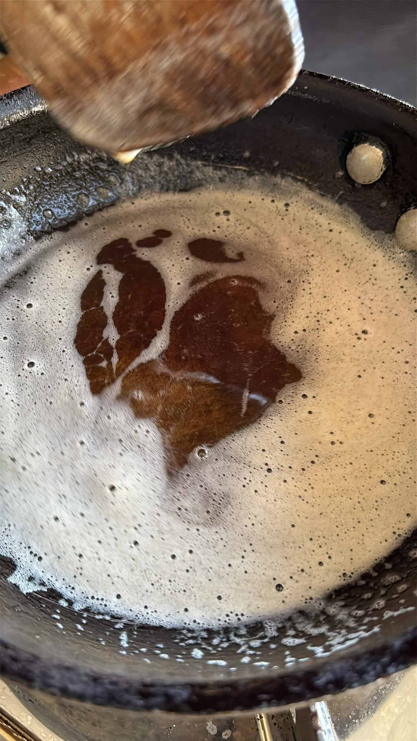 browned butter in a skillet.