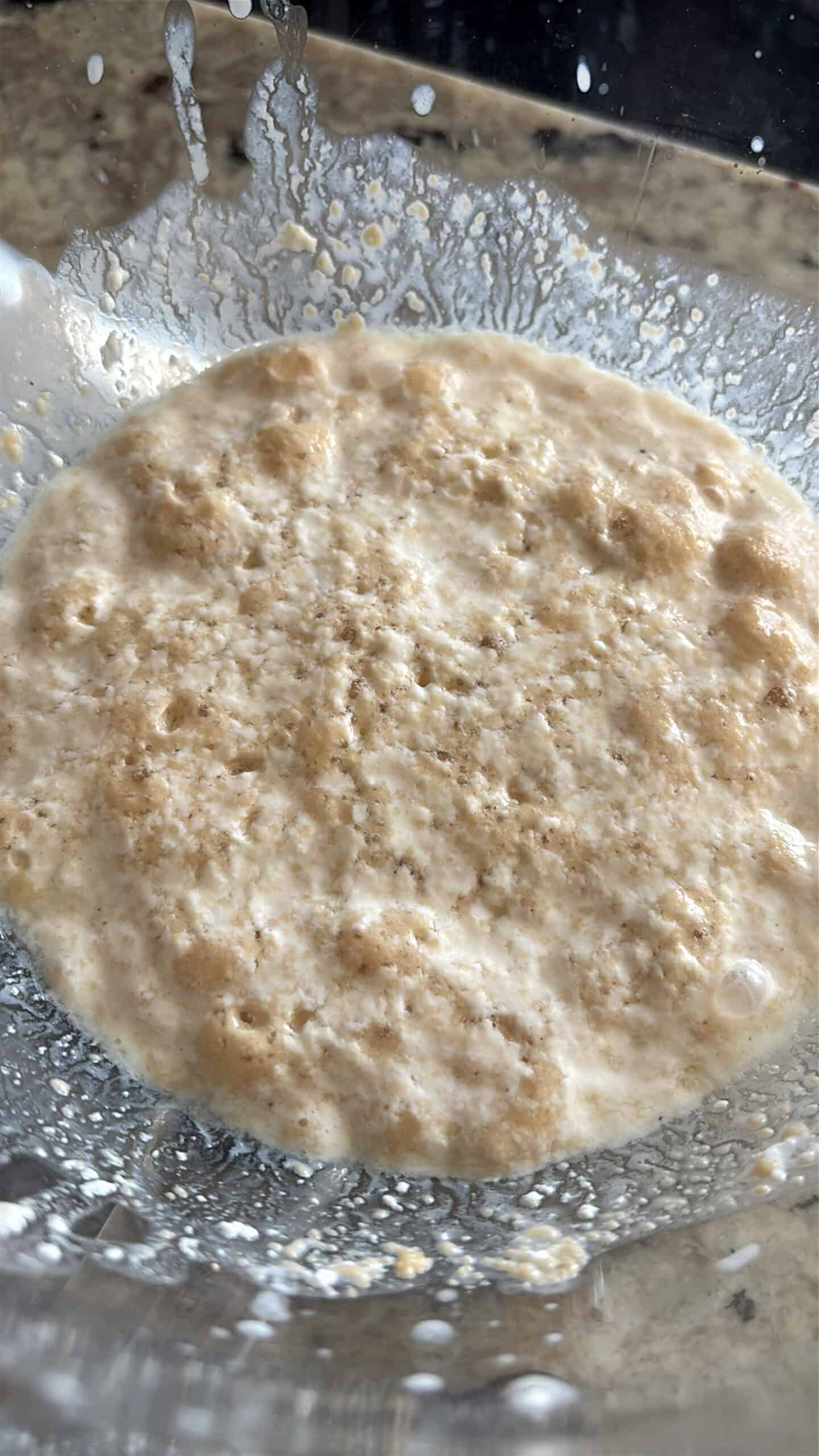 Yeast blooming in a bowl.