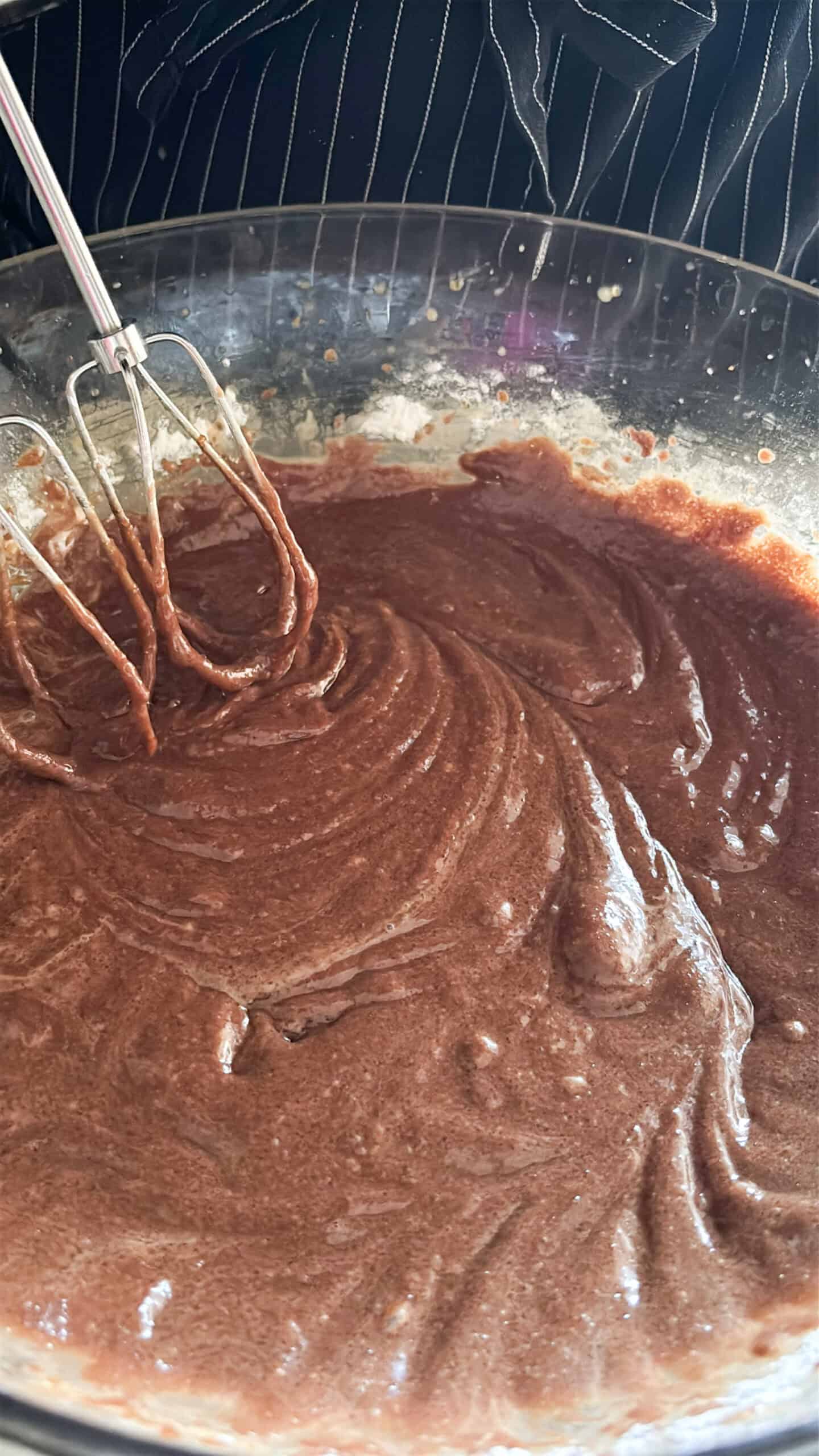 chocolate espresso cake batter in a bowl.