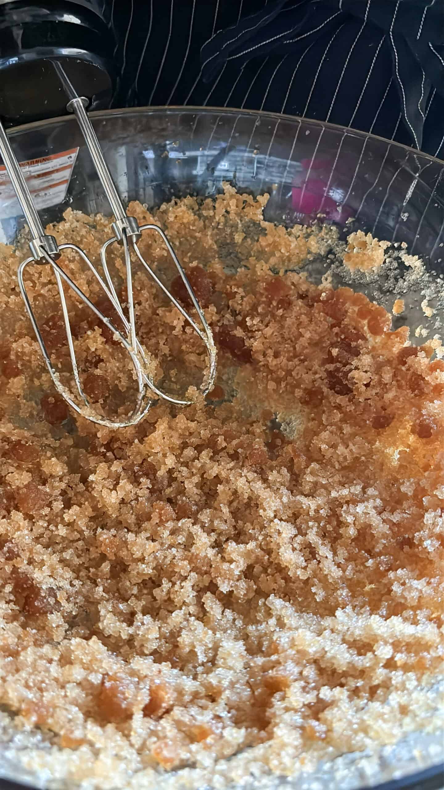 Creamed fats and sugar in a bowl.