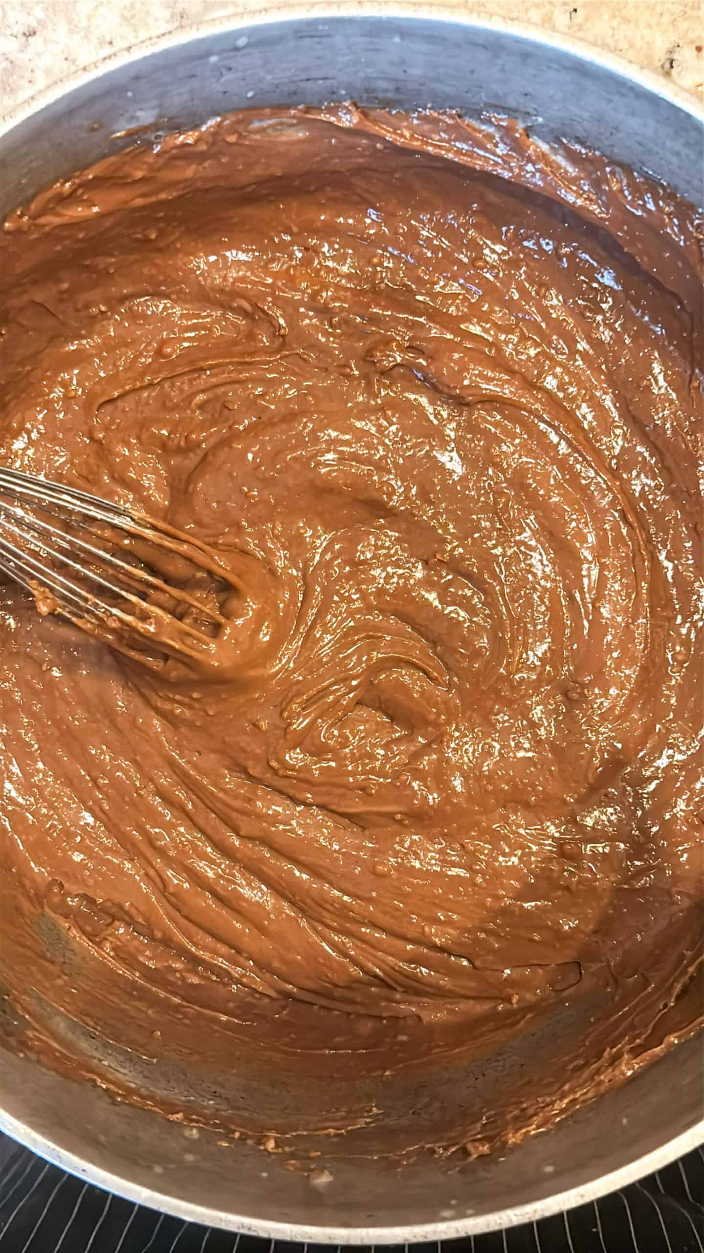 Chocolate pudding in a pot.