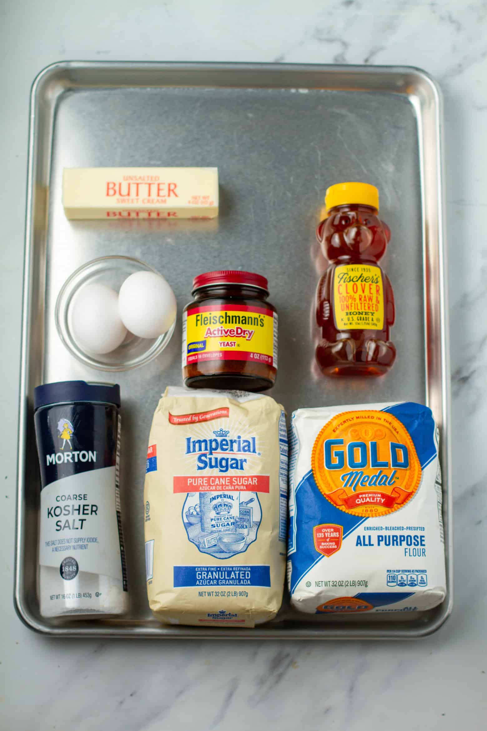 Honey butter rolls ingredients.