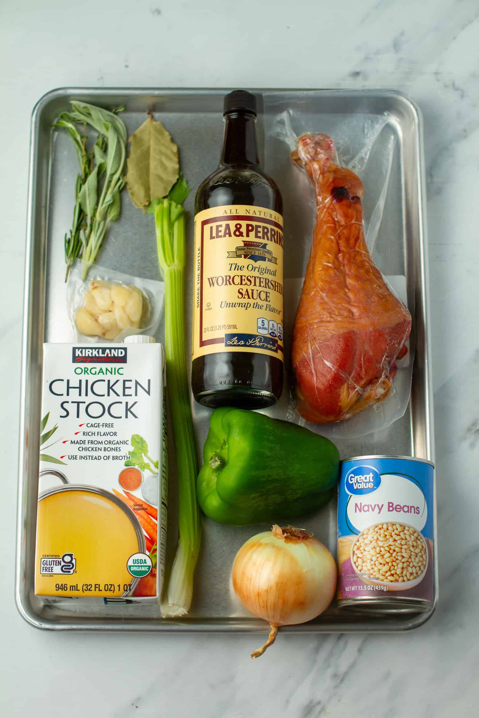 Navy bean soup ingredients.