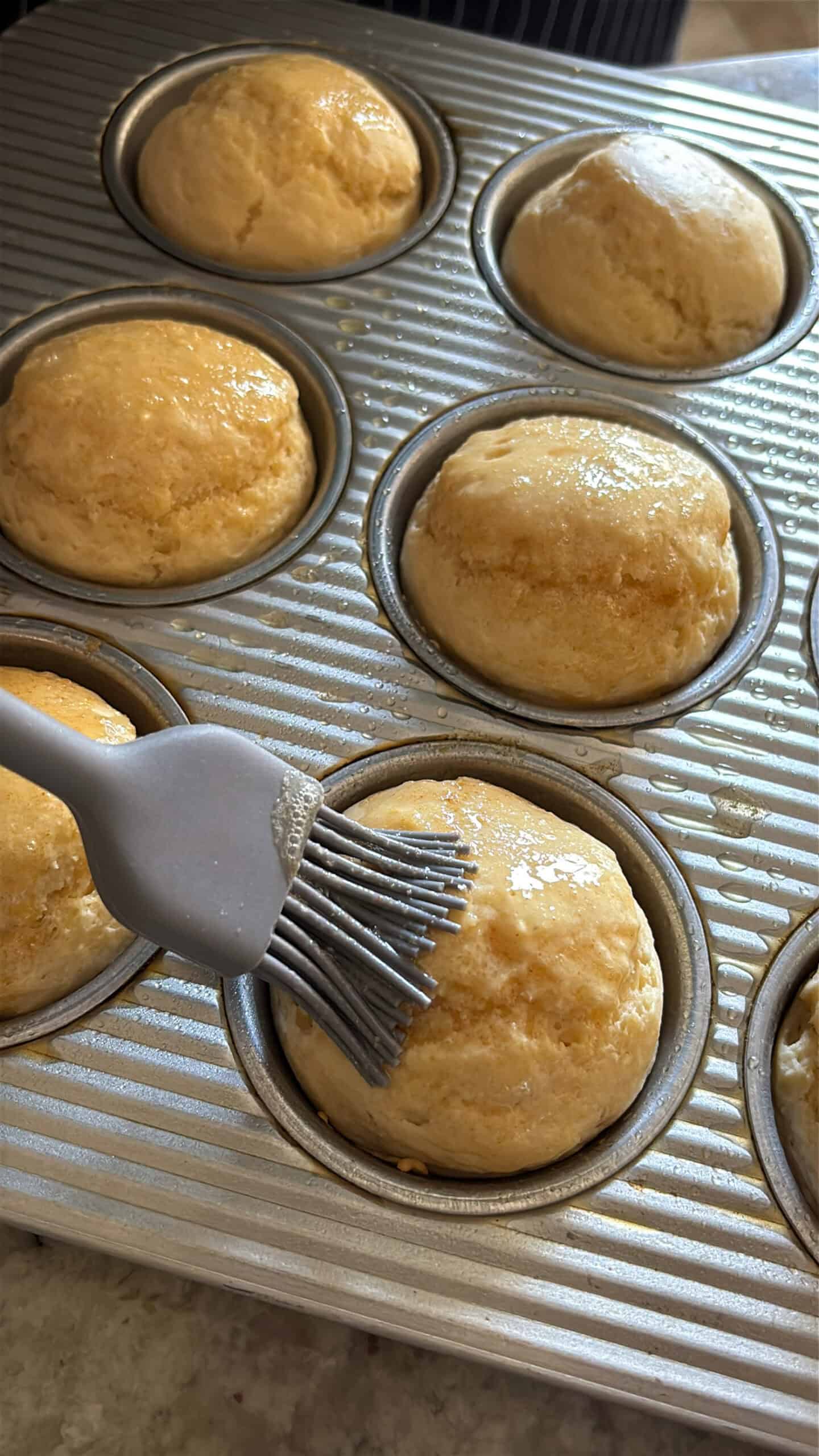 rolls brushed with butter.