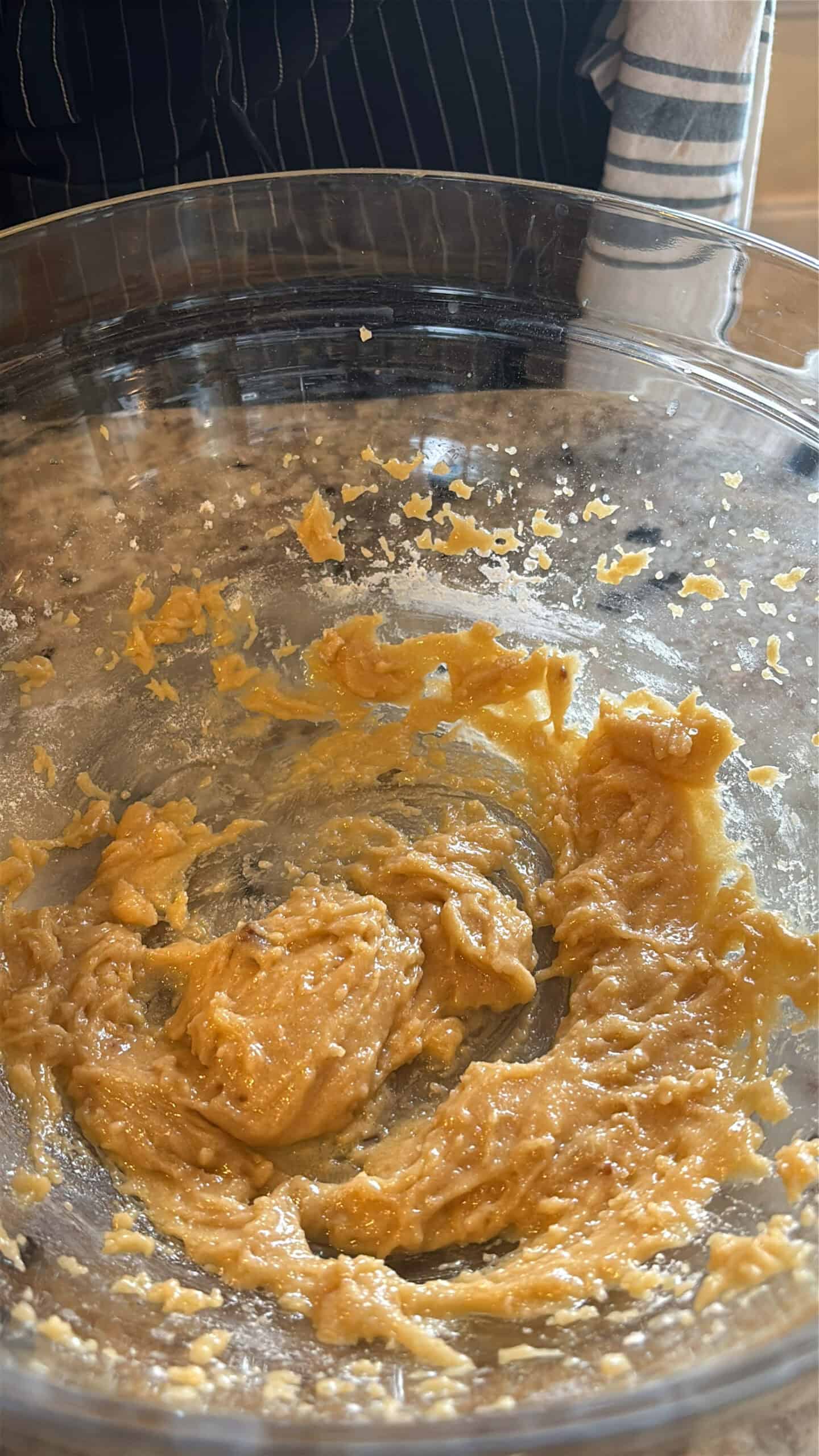 Dry ingredients added to a cookie batter.