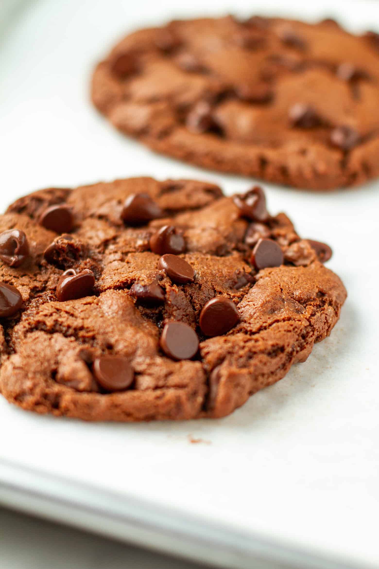 Single Serve Chocolate Cookie on a baking sheet.