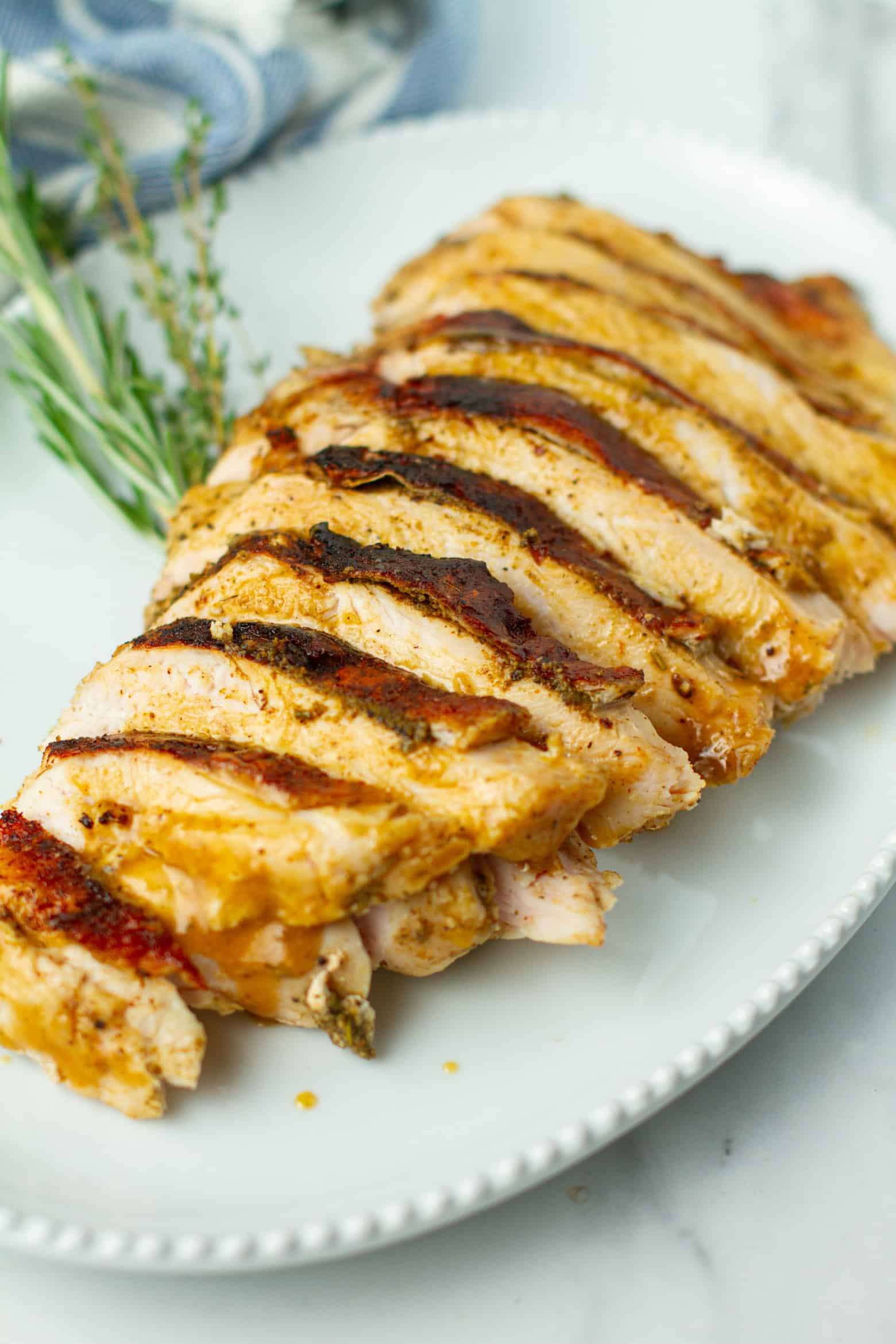 Sliced turkey breast and pan gravy.