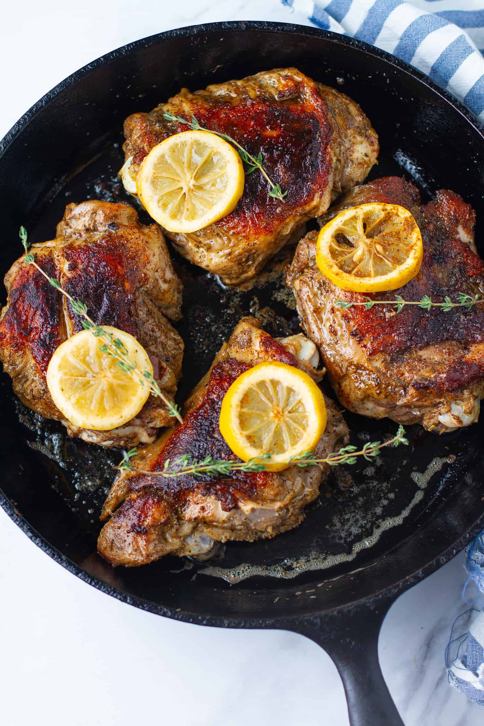 Sous Vide Turkey thighs in a skillet.