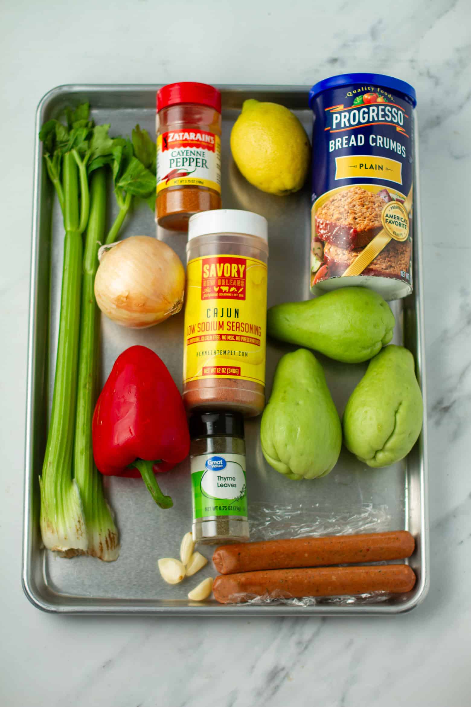 Stuffed Mirliton ingredients.