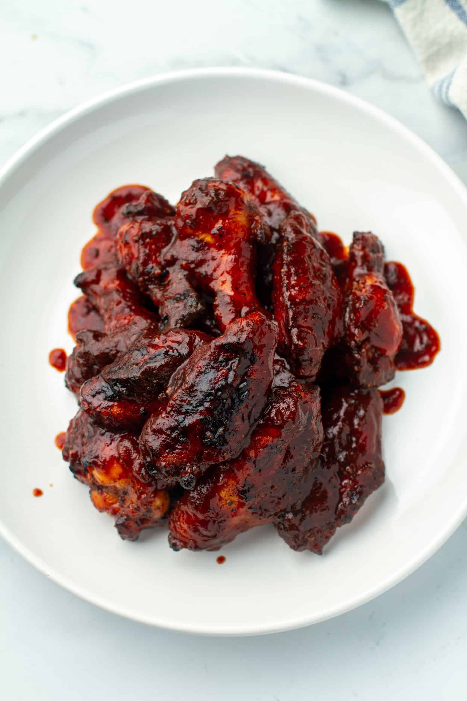 Air Fryer BBQ Chicken Wings on a plate.