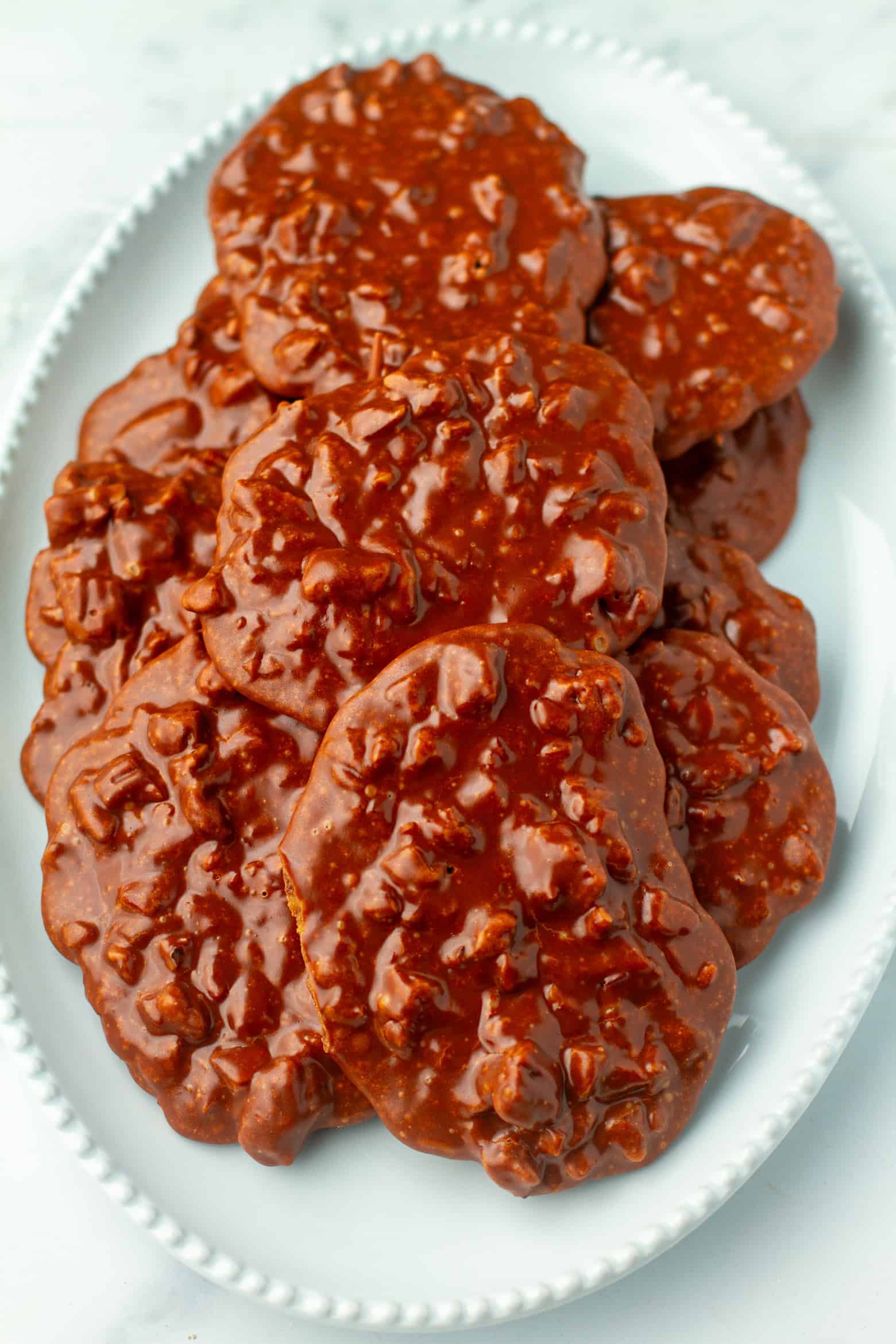 Chocolate Pralines on a platter.