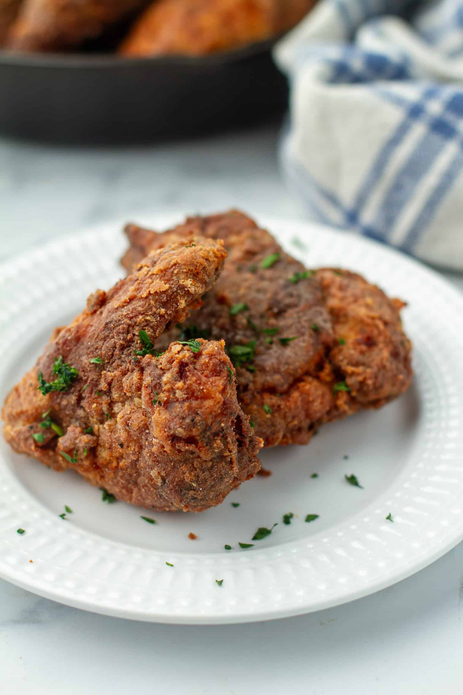 Fried chicken on a plate.