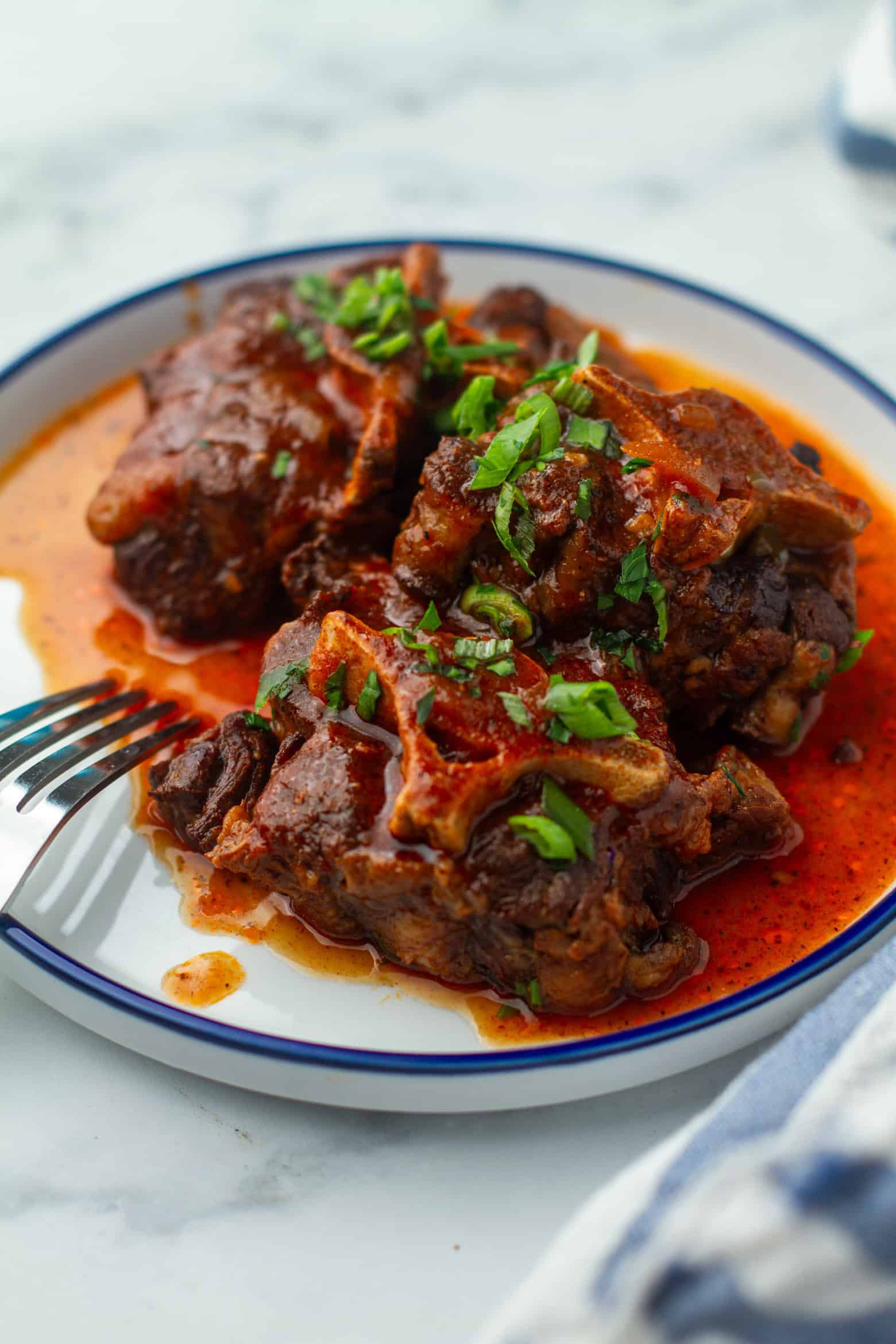 Creole Oxtails on a plate.