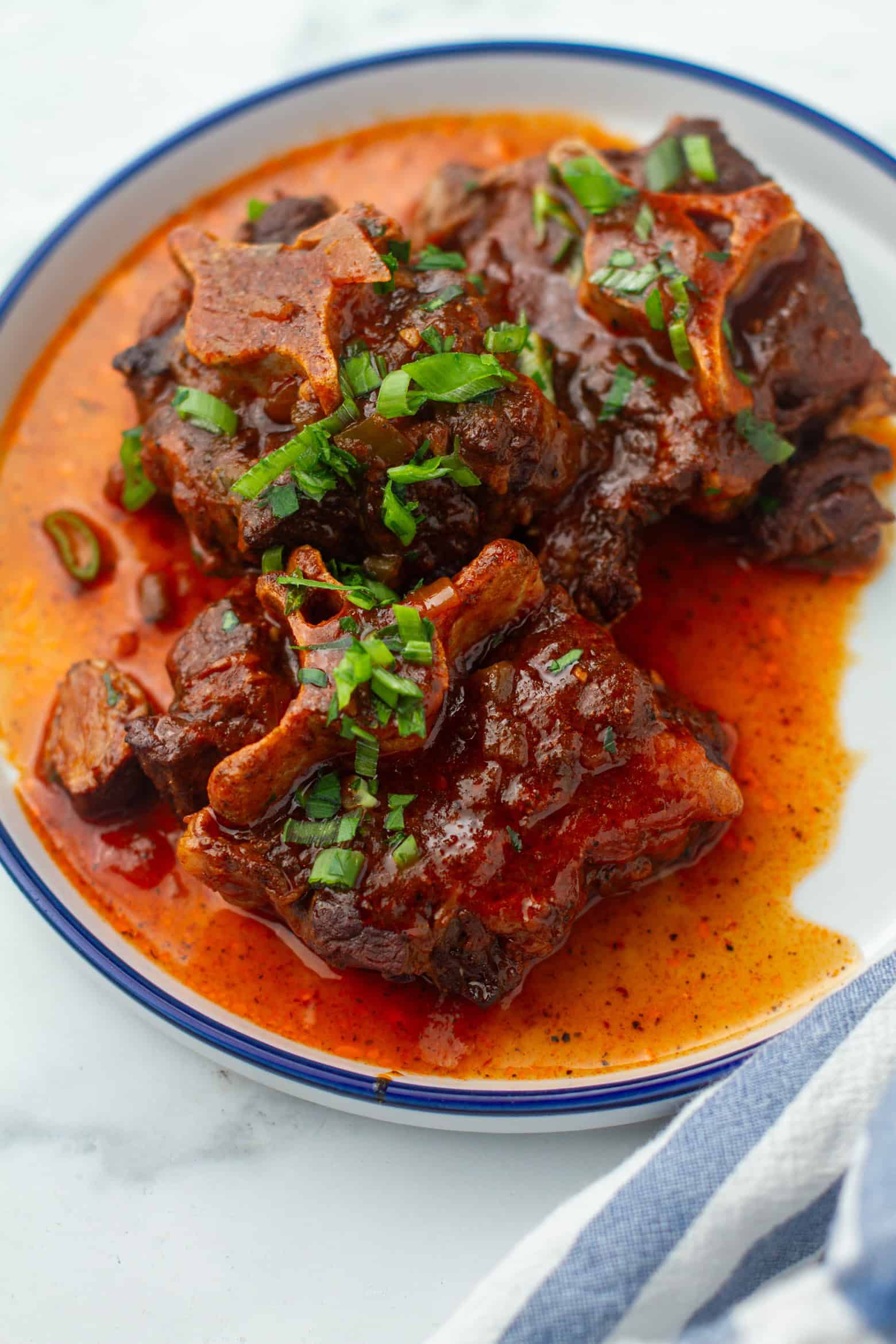 Creole Oxtails on a plate.