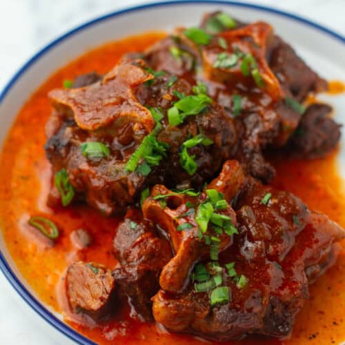 Creole Oxtails on a plate.