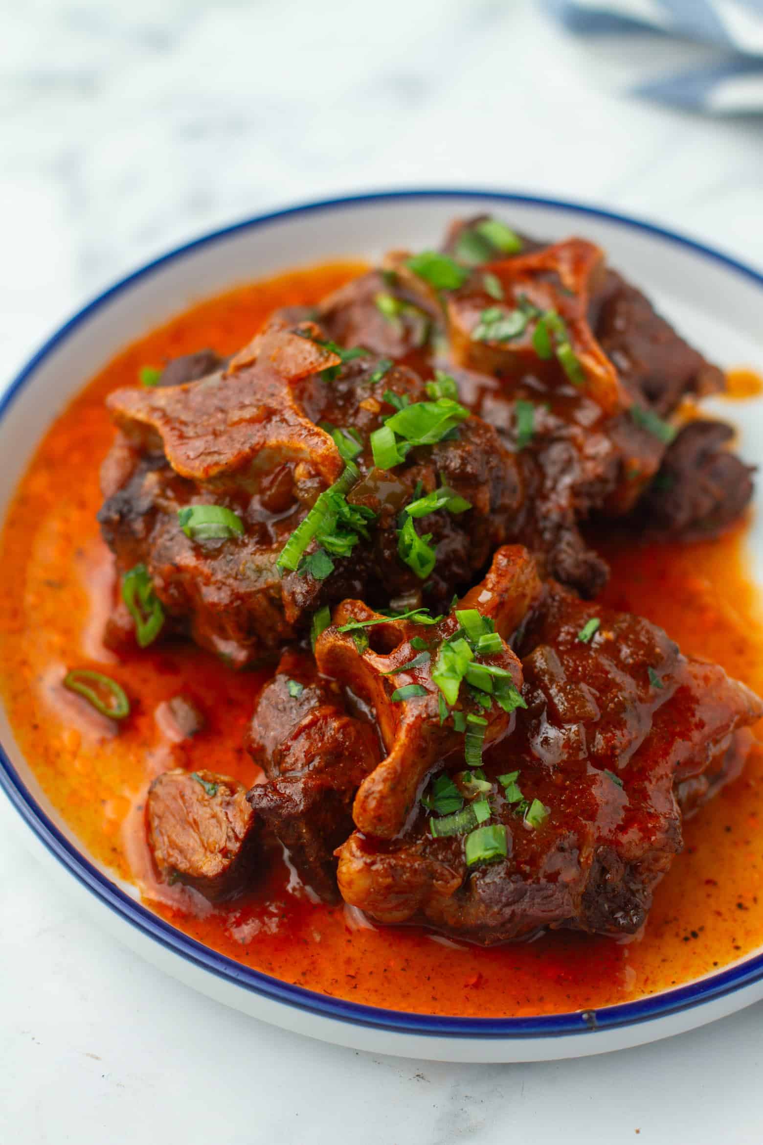 Creole Oxtails on a plate.