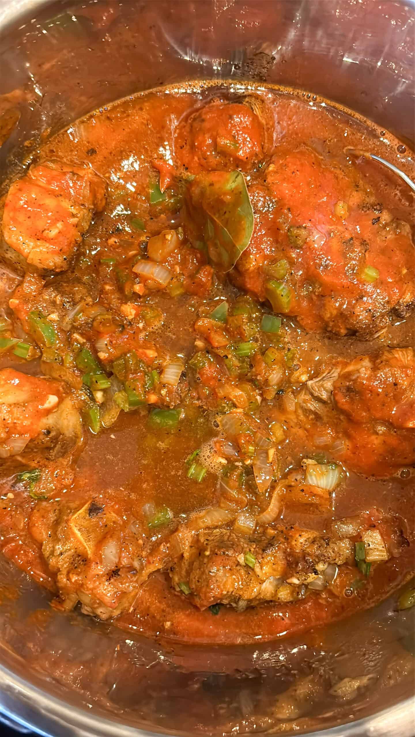 All ingredients in the Instant Pot before cooking.