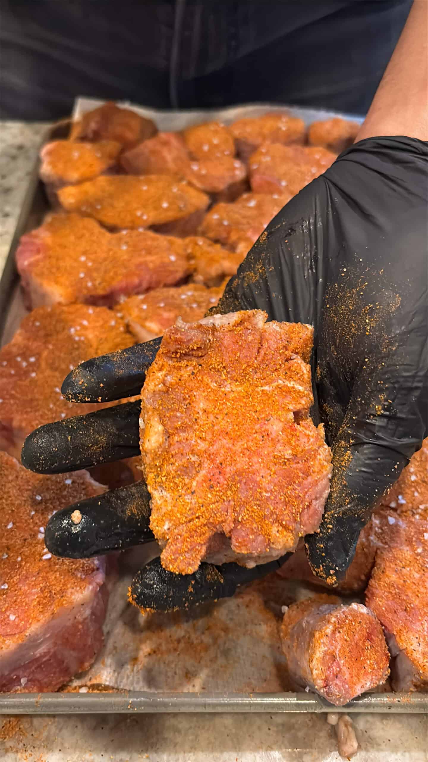 Seasoned oxtails with creole seasoning.
